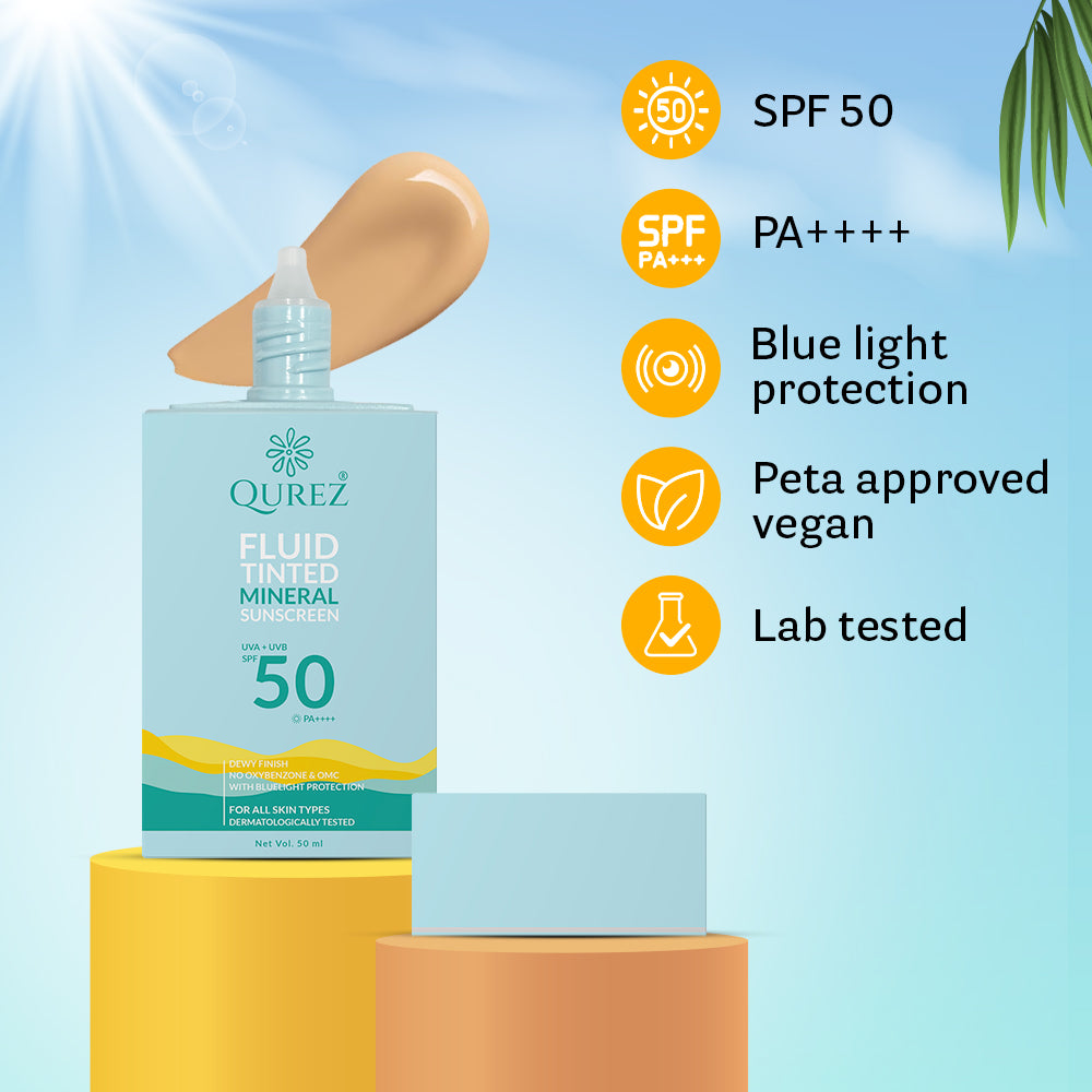 Qurez Fluid Tinted Mineral Sunscreen SPF 50 PA++++ (Pre Order) Dispatch will start from 13th May