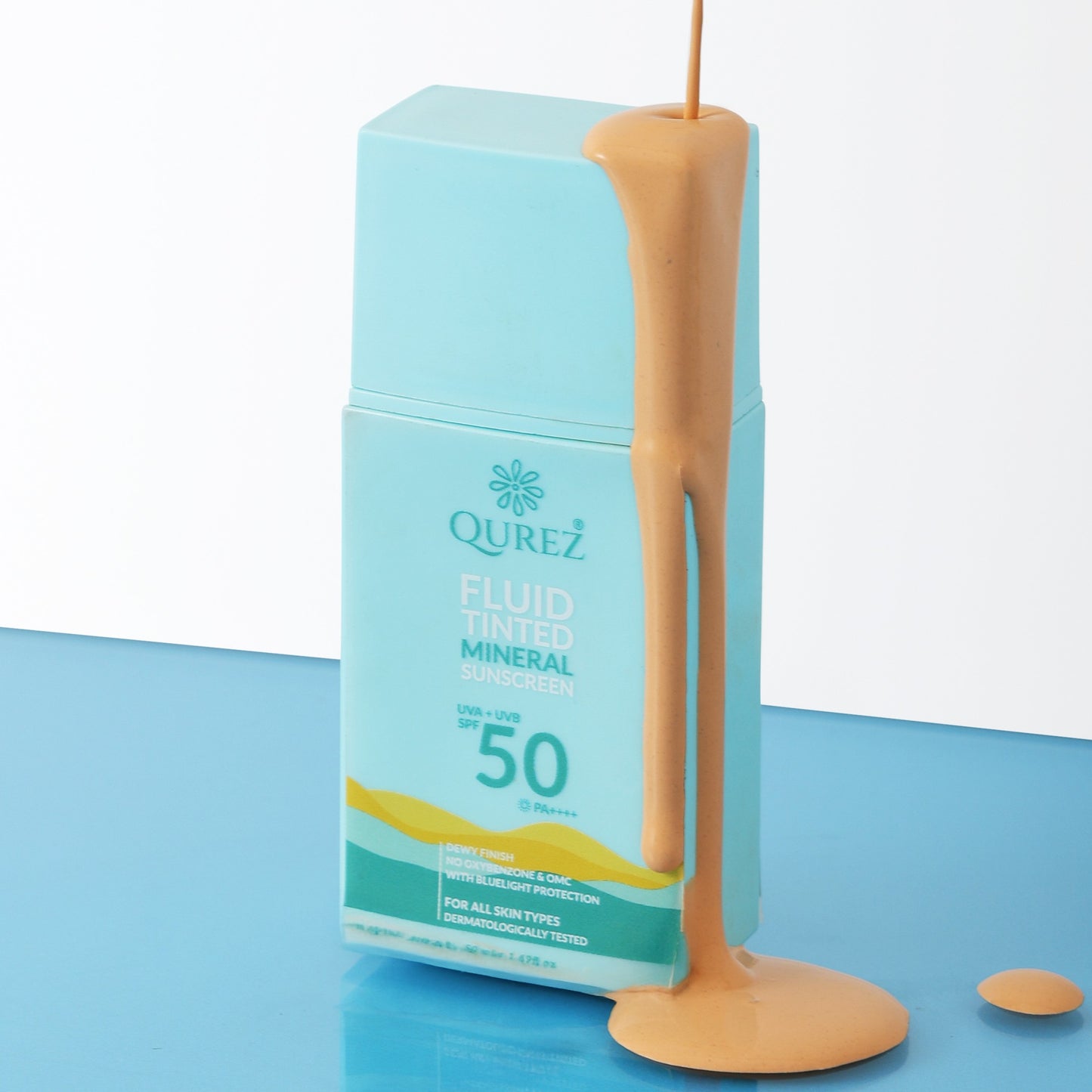 Qurez Fluid Tinted Mineral Sunscreen SPF 50 PA++++ with Cica, Ceramides and HA | Dermatologically Tested & Pregnancy Safe