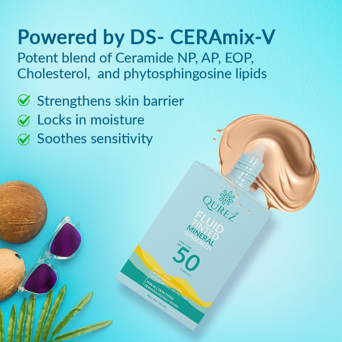 Qurez Fluid Tinted Mineral Sunscreen SPF 50 PA++++ (Pre Order) Dispatch will start from 13th May