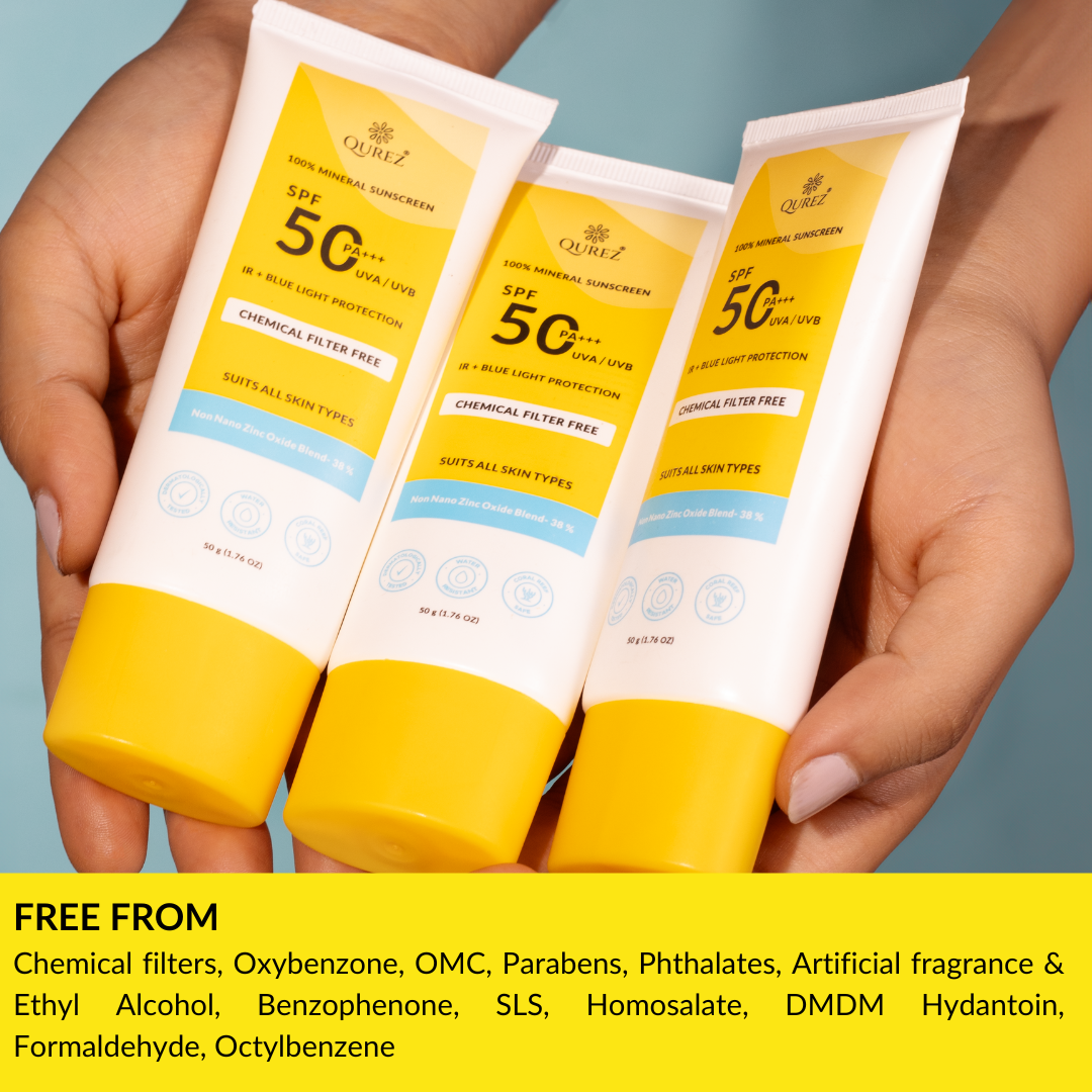 100% Mineral Sunscreen | SPF 50 PA+++ & Water Resistant – Qurez