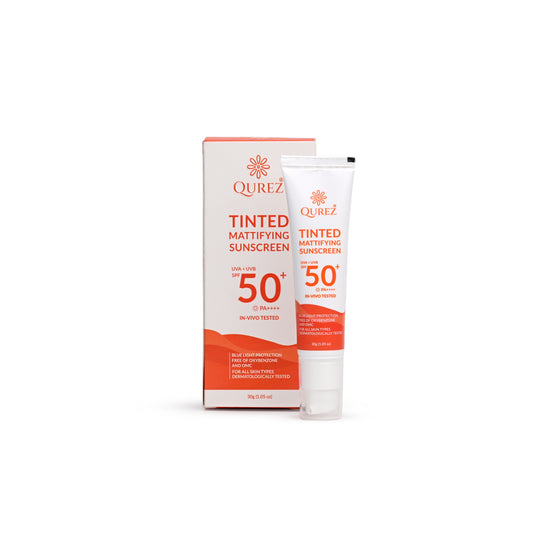 Qurez Tinted Mattifying Sunscreen SPF 50+ PA++++ (30g) ,Oil-Free, No White Cast, In Vivo Tested