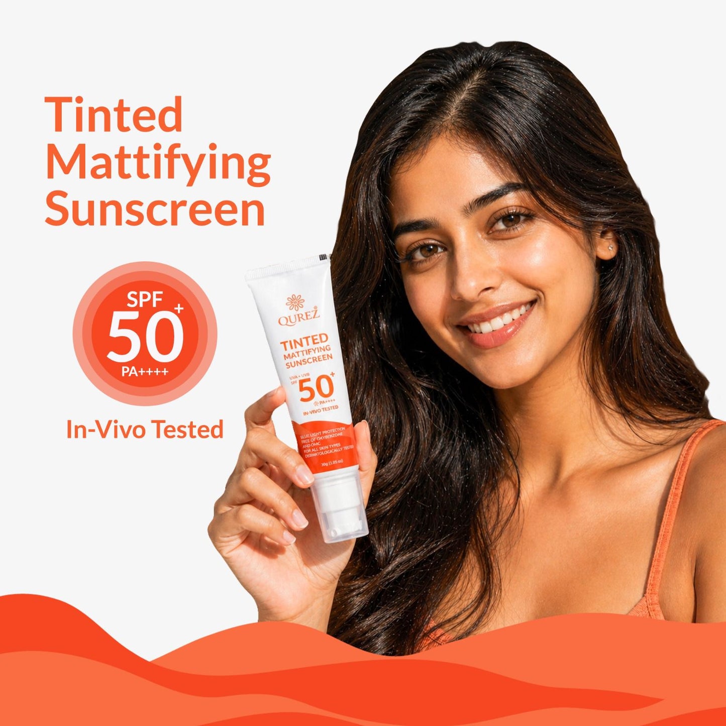 Qurez Tinted Mattifying Sunscreen SPF 50+ PA++++ (30g) ,Oil-Free, No White Cast, In Vivo Tested