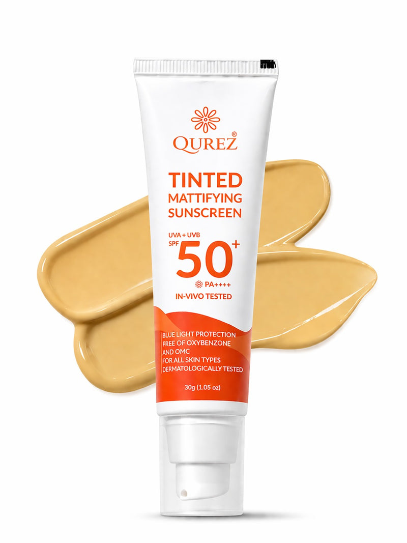 Qurez Tinted Mattifying Sunscreen SPF 50+ PA++++ (30g) ,OG shade - Neutral ,Oil-Free, No White Cast, In Vivo Tested